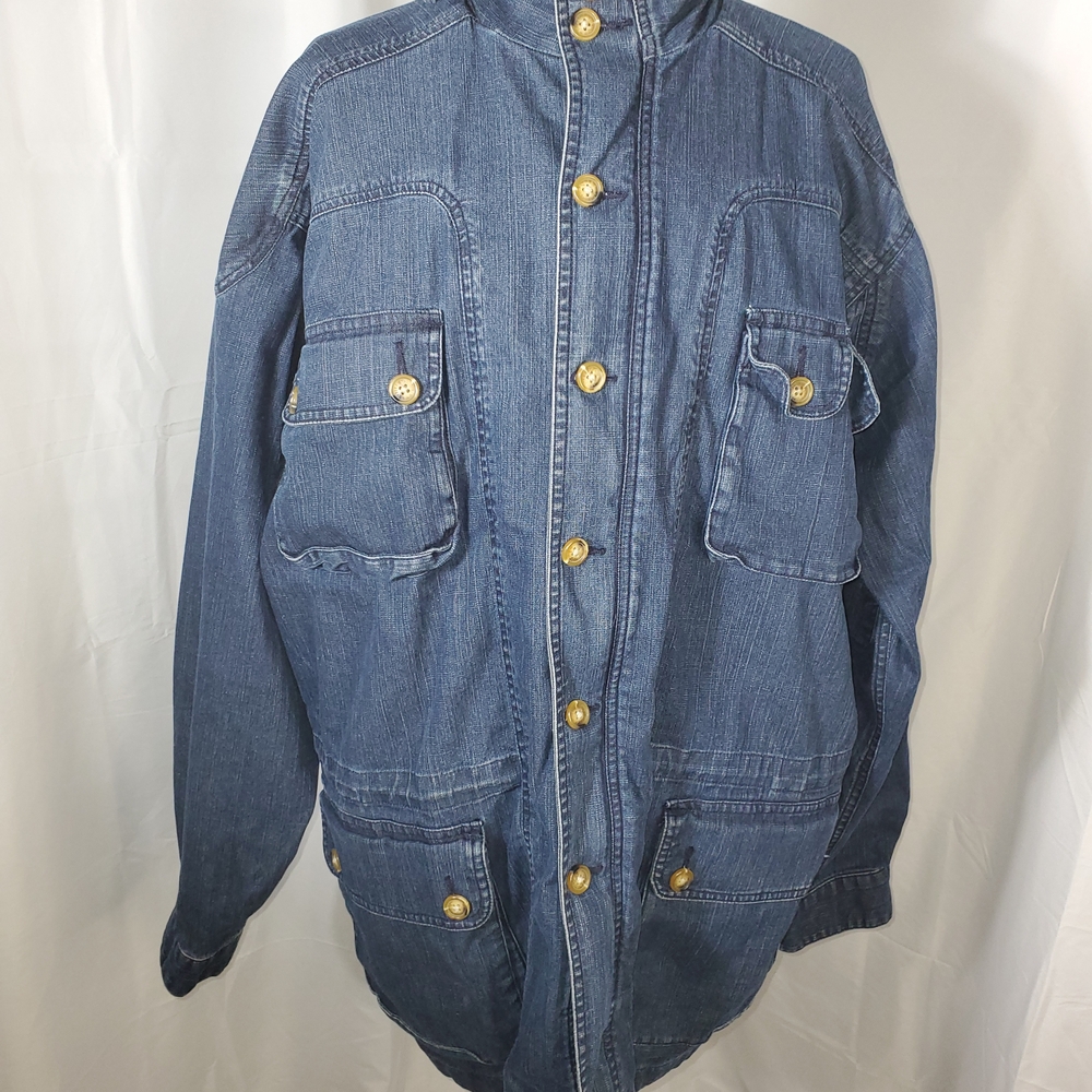 Orvis Blue Denim Field Jacket with Gold Buttons